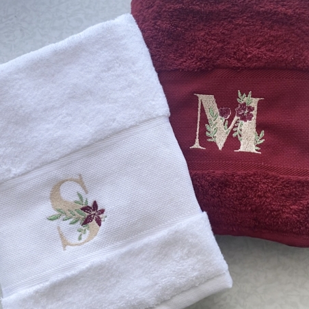 Serviette personnalisée Initiale fleurie